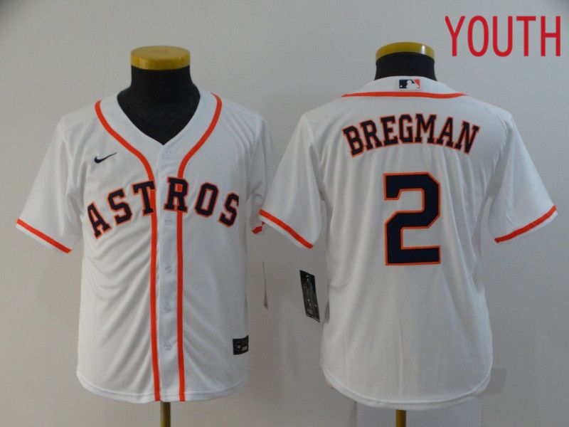 Youth Houston Astros #2 Bregman White Nike Game MLB Jerseys